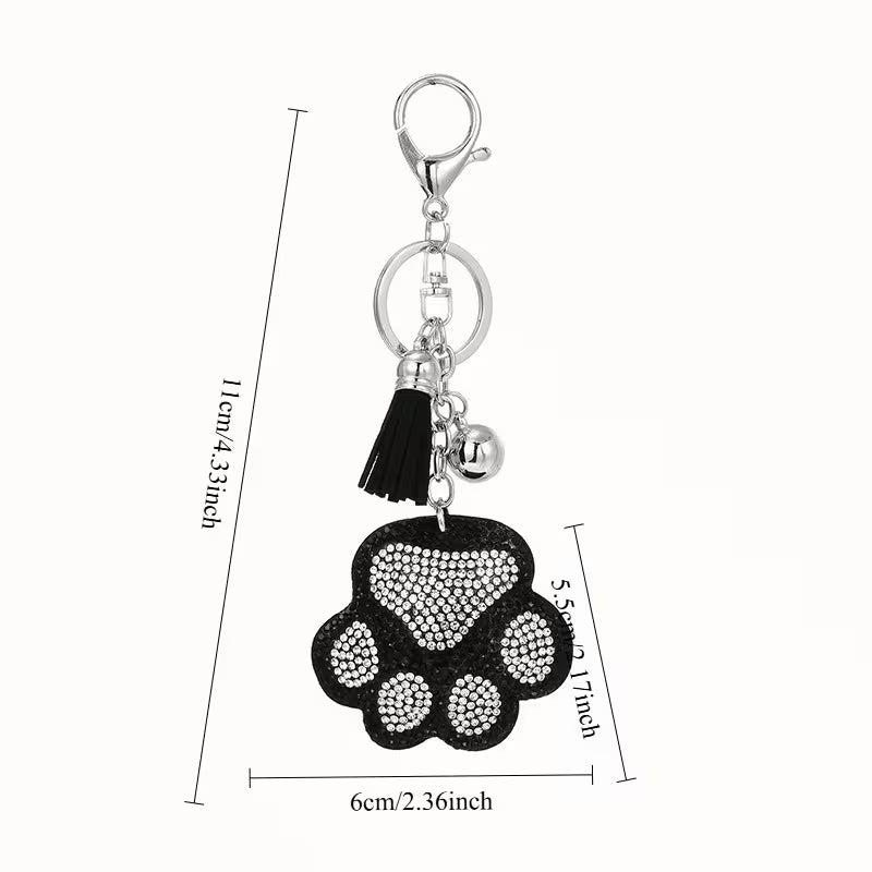 Rhinestone Paw Print Keychain