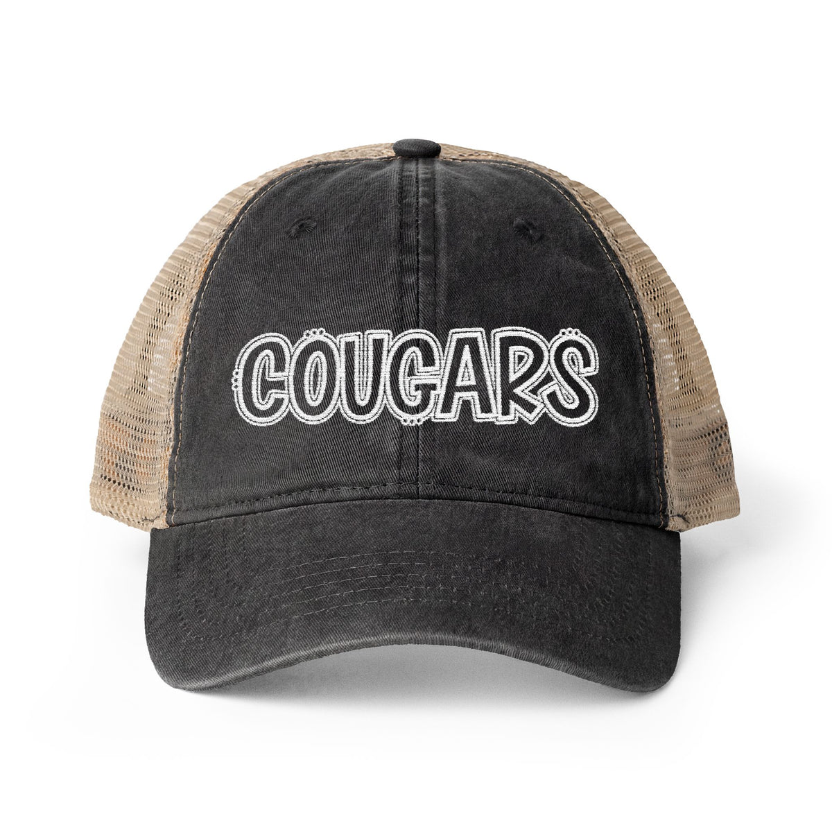 Women's Embroidered Washed Mesh-Back Cap (Dark)