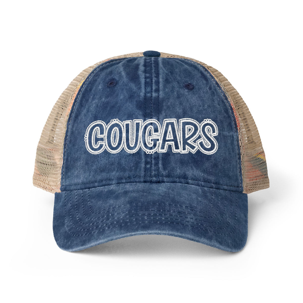 Women's Embroidered Washed Mesh-Back Cap (Dark)