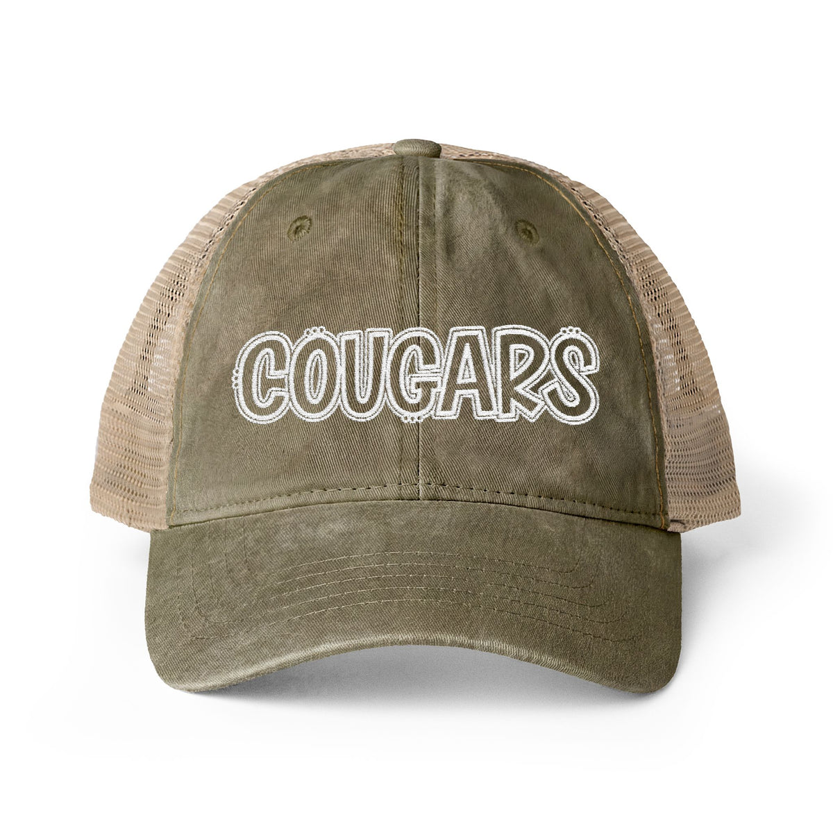 Women's Embroidered Washed Mesh-Back Cap (Dark)