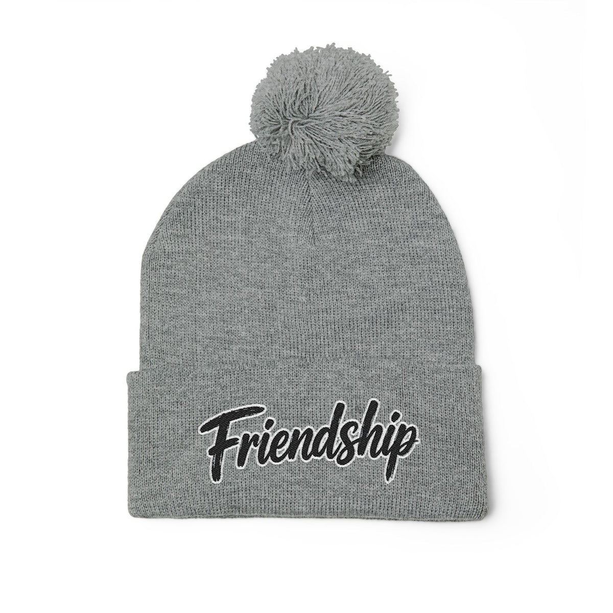 Embroidered Pom-Pom Beanie
