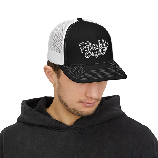 Embroidered Script Snapback Trucker Cap
