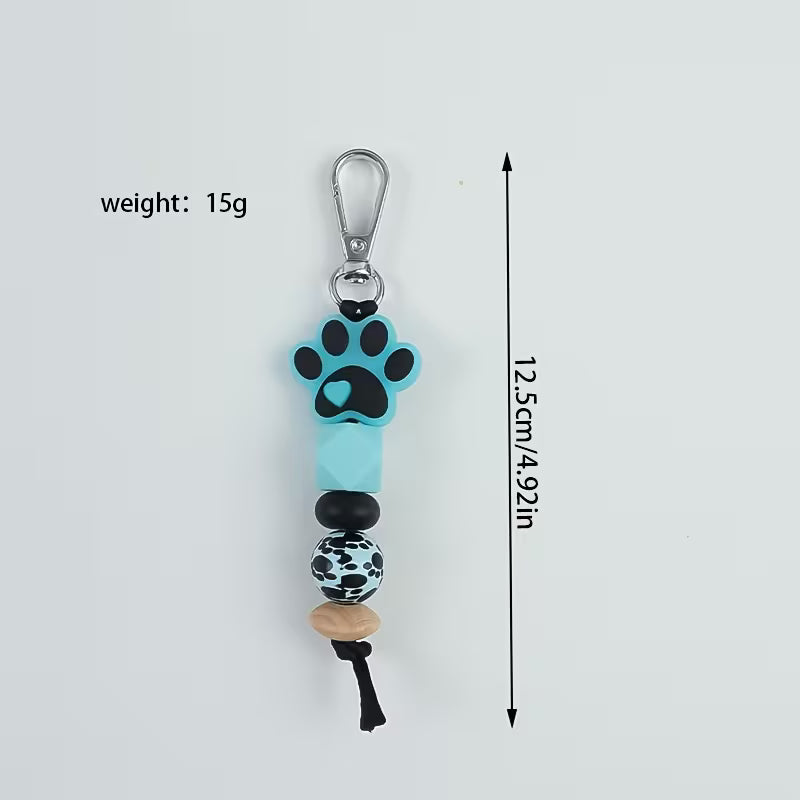 Paw Print Bead Keychain