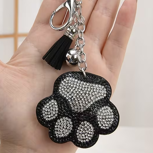 Rhinestone Paw Print Keychain