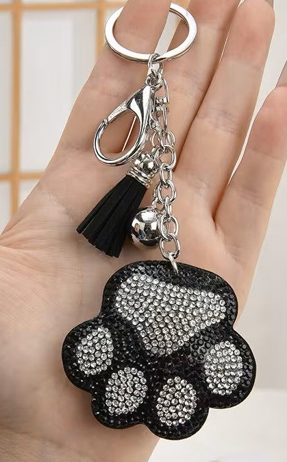 Rhinestone Paw Print Keychain