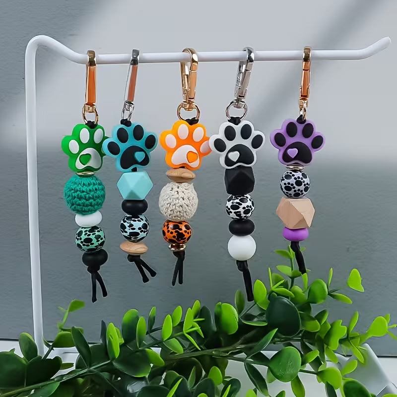 Paw Print Bead Keychain
